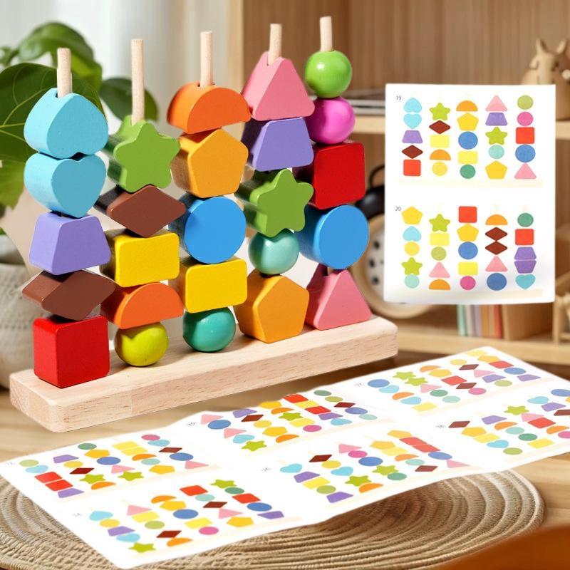 Wooden Blocks Stacking - 조기 학습 몬테소리 장난감; 나무 쌓기