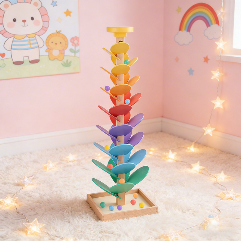 Wooden Blocks Stacking - 무지개 음악 나무 꽃잎 쌓기 나무