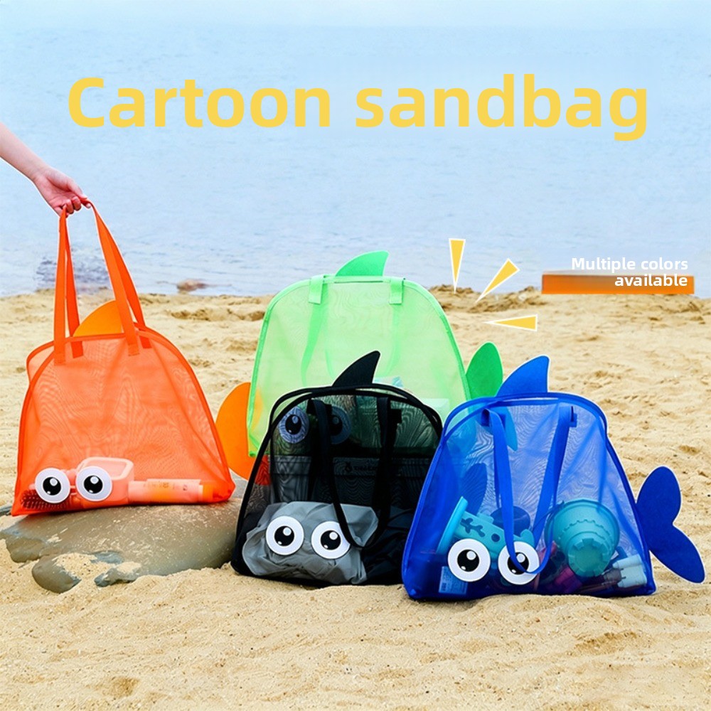Kids Toys Animal - 어린이용 메쉬 비치백, 화려한 만화 상어