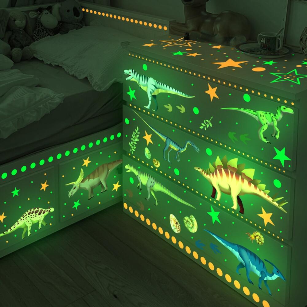 Glow In Dark Stars - 3장 야광 공룡 별 벽 스티커,