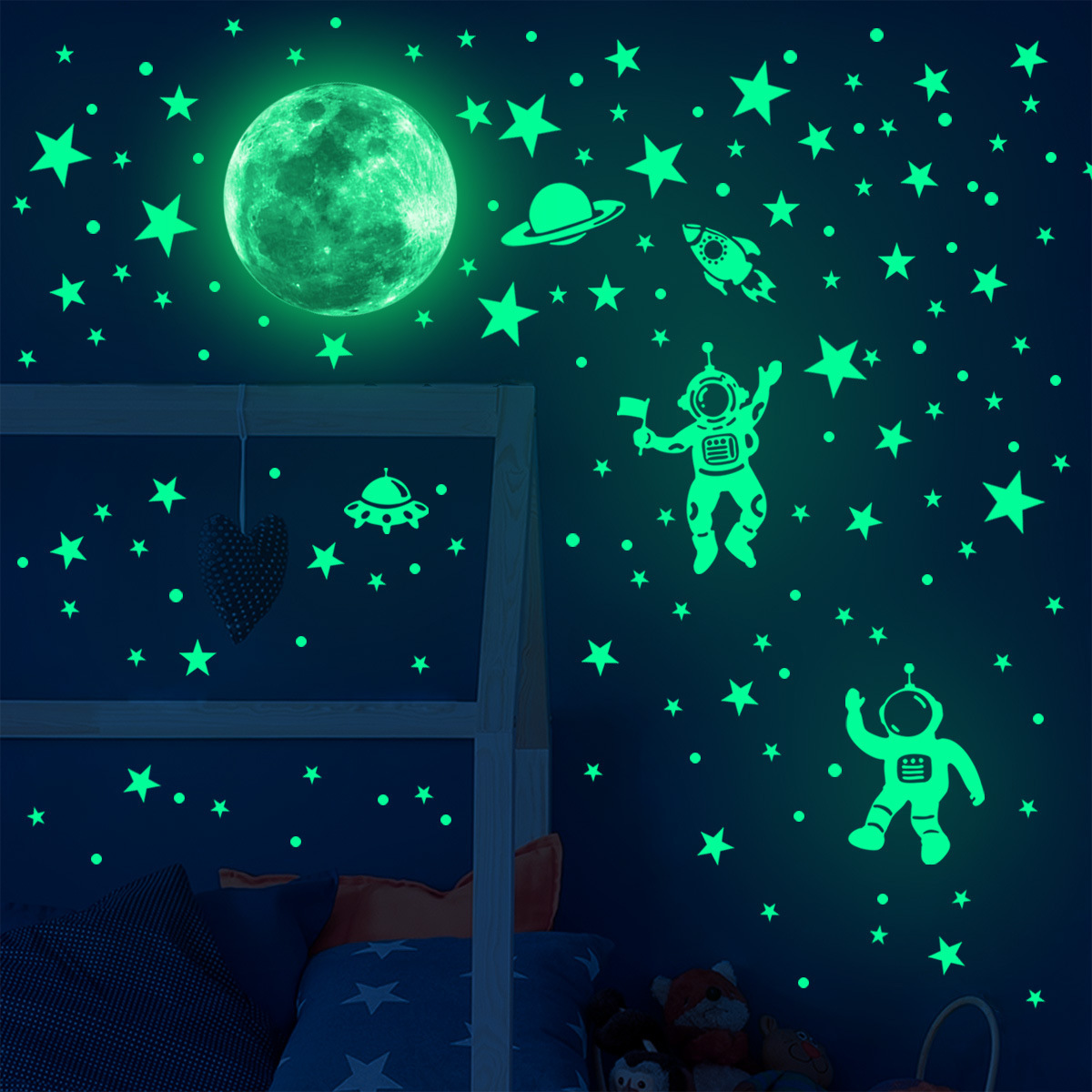 Glow In Dark Stars - 빛나는 달 별 벽 스티커 어린이