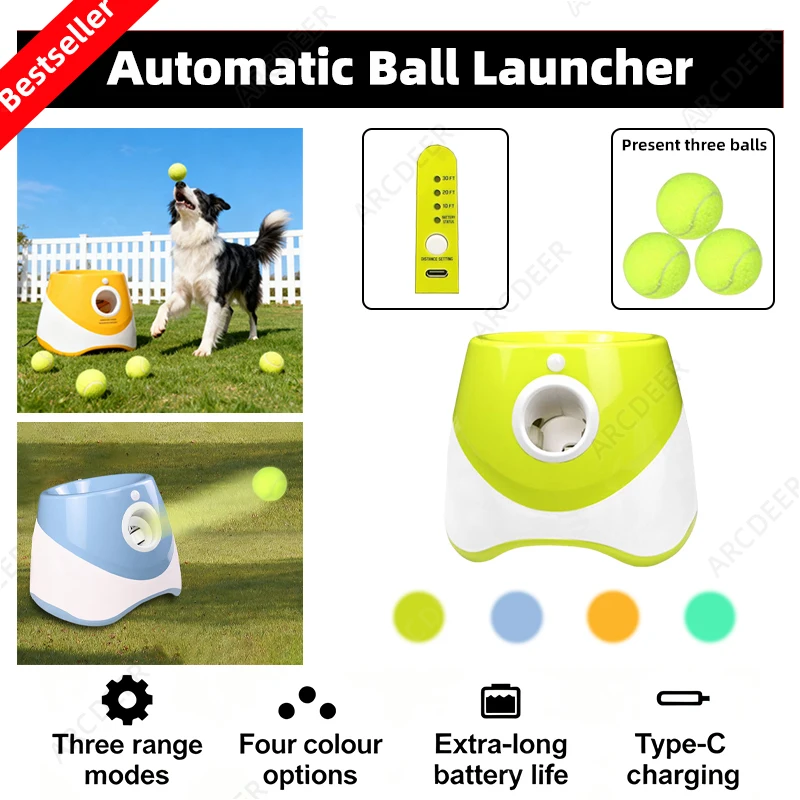 Catapult Launcher Toy - 충전식 자동 공 발사기-3단계 거리 설정,