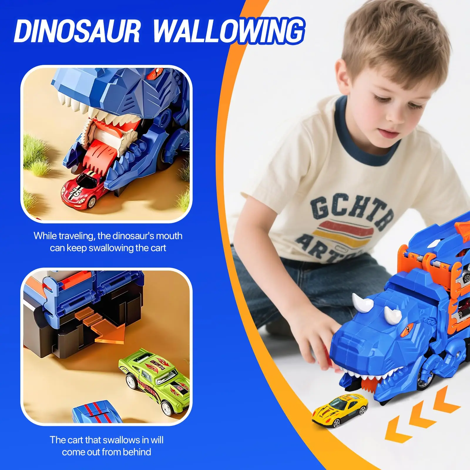 공룡 운송 트럭 장난감 레이스 트랙 접이식 공룡 캐리어 - Dinosaur Figurine Set 리뷰 및 가격