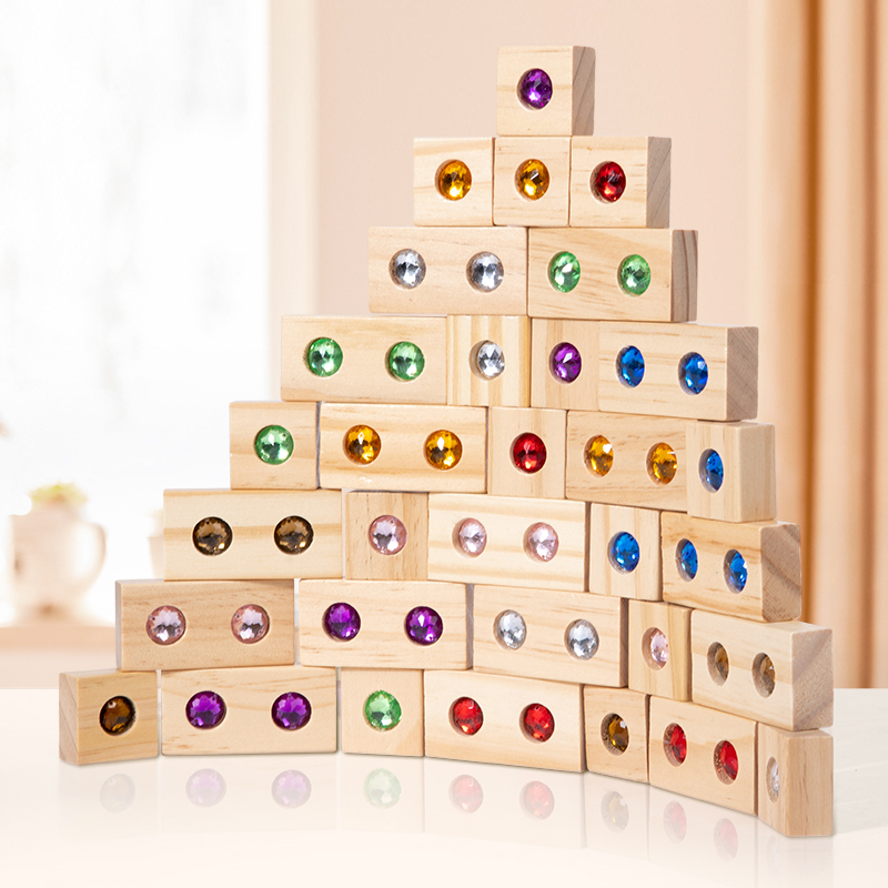 DIY 블록 반짝이는 아크릴 장난감 어린이 나무 몬테소 - Wooden Blocks Stacking 리뷰 및 가격