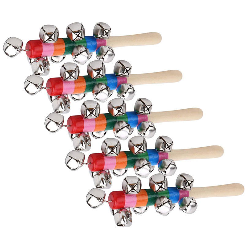 5PCS 나무 징글 핸드 벨 레인보우 스틱 셰이커 래틀 - Kids Toys Xylophone 리뷰 및 가격