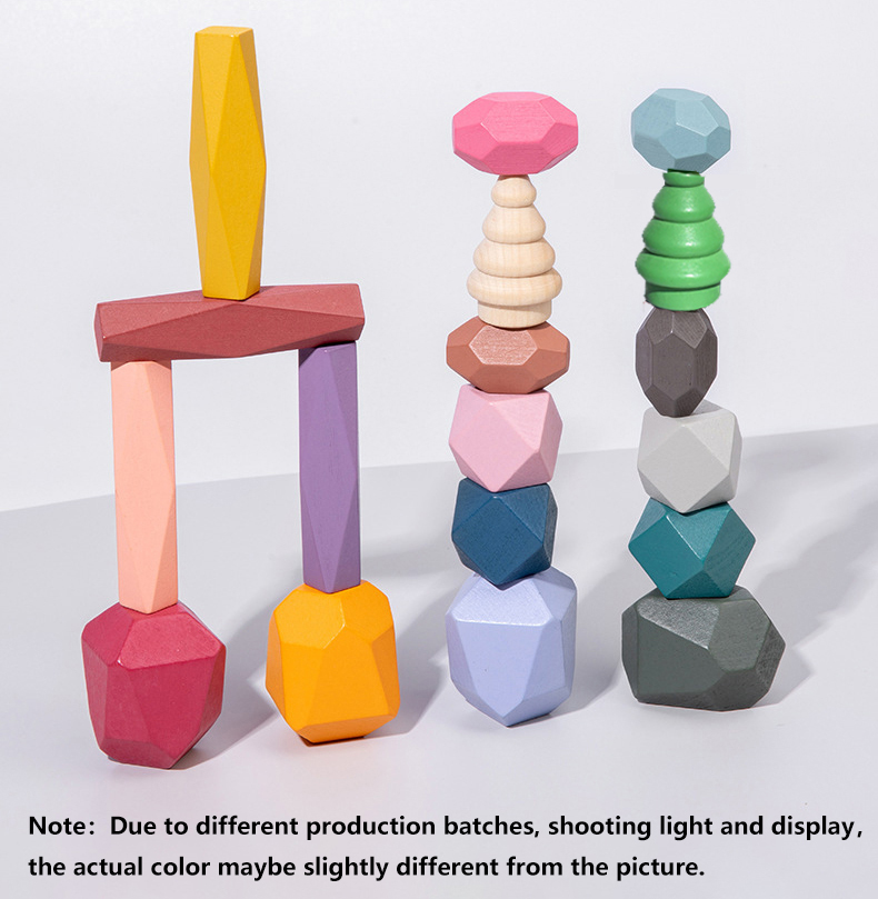 18 Pcs 나무 스태킹 바위 빌딩 블록, 컬러 단단한 - Wooden Blocks Stacking 리뷰 및 가격