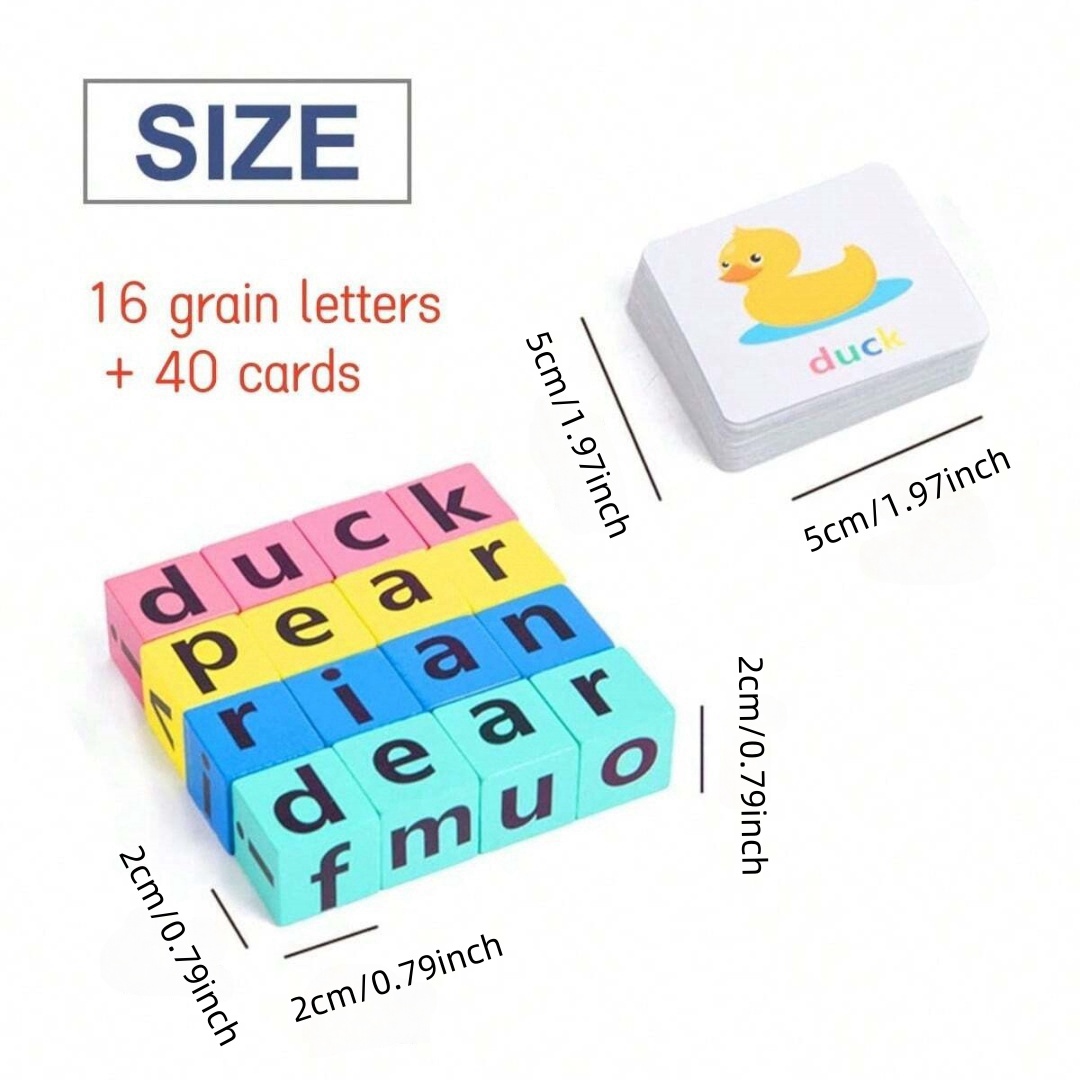 어린이 알파벳 철자 보드 게임, 16개의 글자 블록 + - Wooden Blocks Stacking 리뷰 및 가격