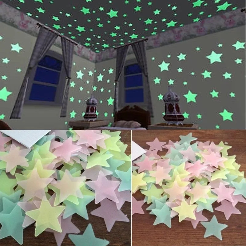 100pcs 어둠 속에서 빛나는 형광 별 벽 스티커 어 - Glow In Dark Stars 리뷰 및 가격