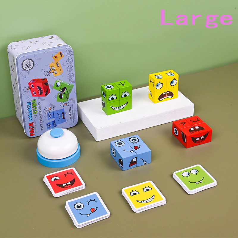 대형 학습 교육 장난감 세트 카드 이모티콘 퍼즐 얼굴  - Wooden Blocks Stacking 리뷰 및 가격