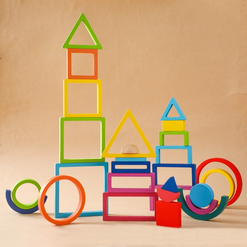 몬테소리 나무 블록 장난감, 아기 빌딩 레인보우 스태킹 - Wooden Blocks Stacking 리뷰 및 가격