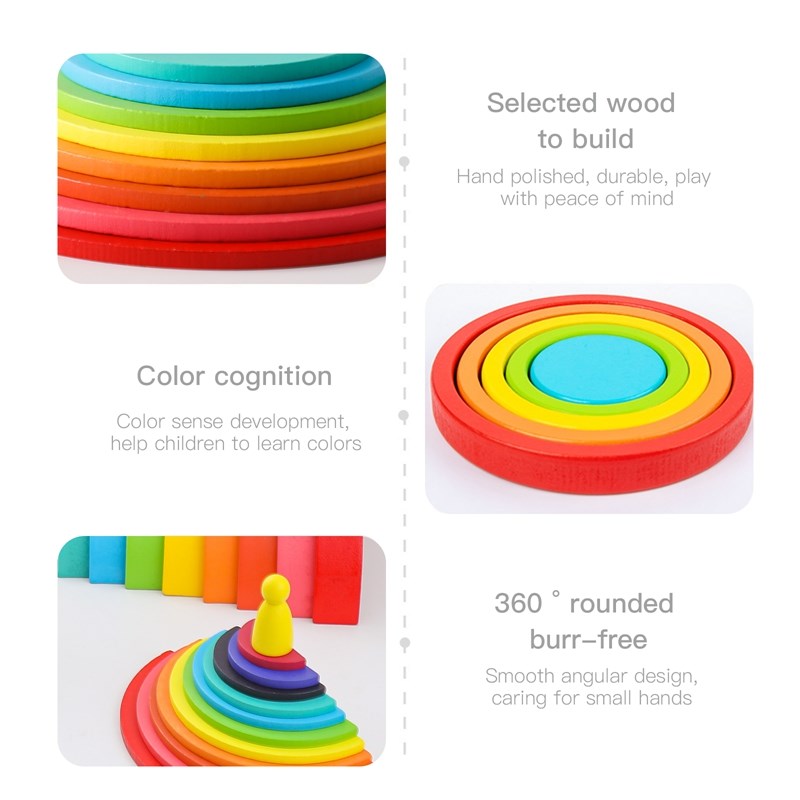 몬테소리 나무 블록 장난감, 아기 빌딩 레인보우 스태킹 - Wooden Blocks Stacking 리뷰 및 가격