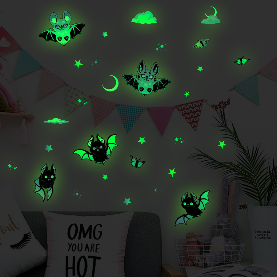 어둠 속에서 빛나는 박쥐 & 별 창 집착 - 밤 스티커 - Glow In Dark Stars 리뷰 및 가격