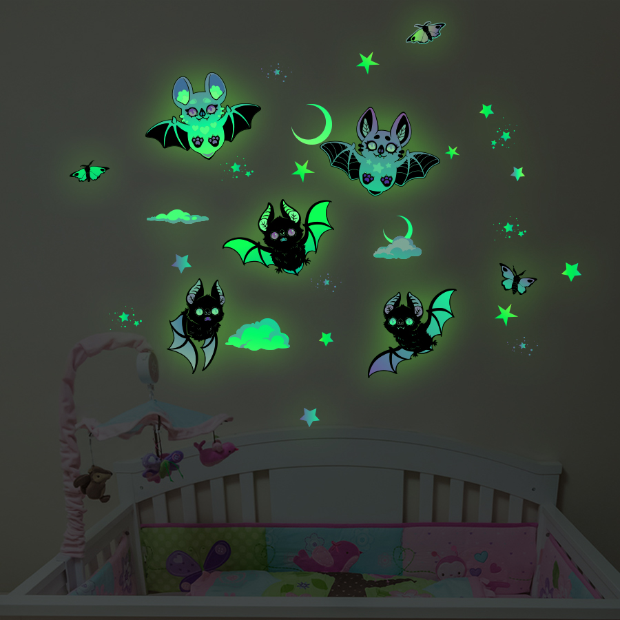어둠 속에서 빛나는 박쥐 & 별 창 집착 - 밤 스티커 - Glow In Dark Stars 리뷰 및 가격