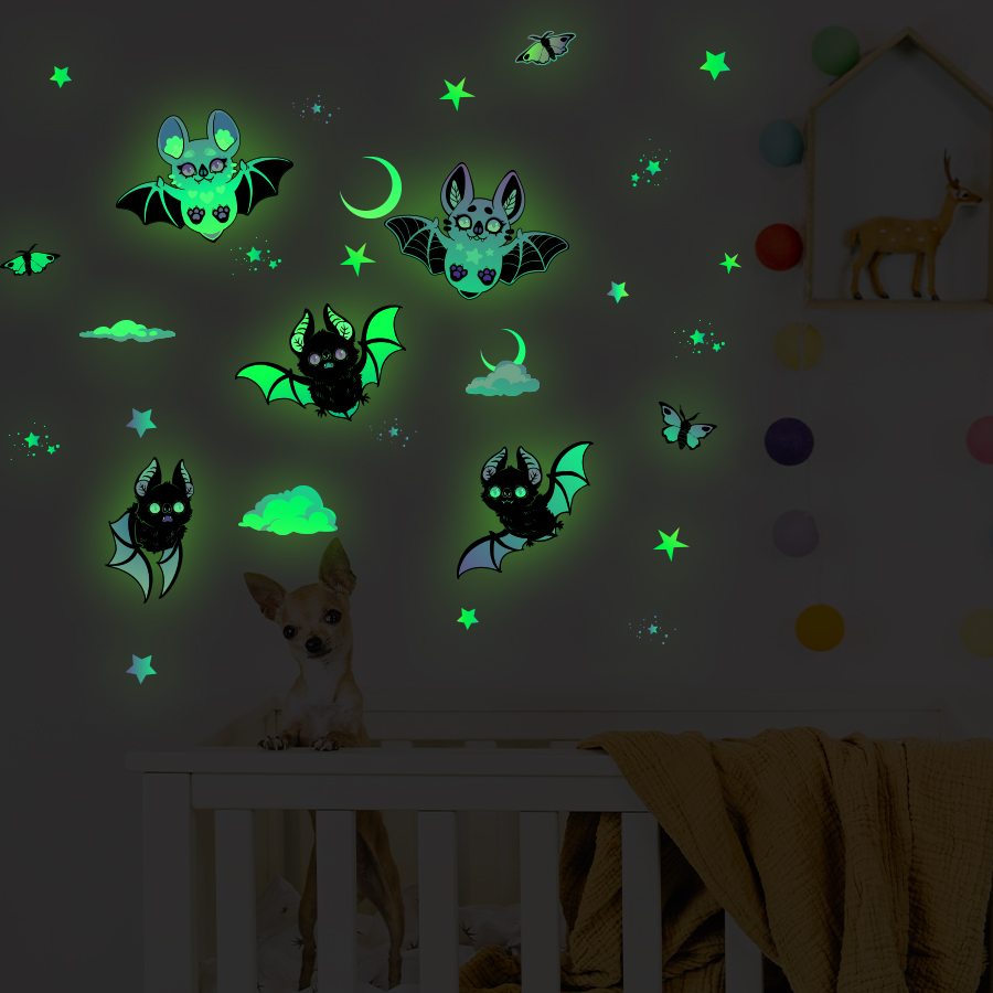 어둠 속에서 빛나는 박쥐 & 별 창 집착 - 밤 스티커 - Glow In Dark Stars 리뷰 및 가격