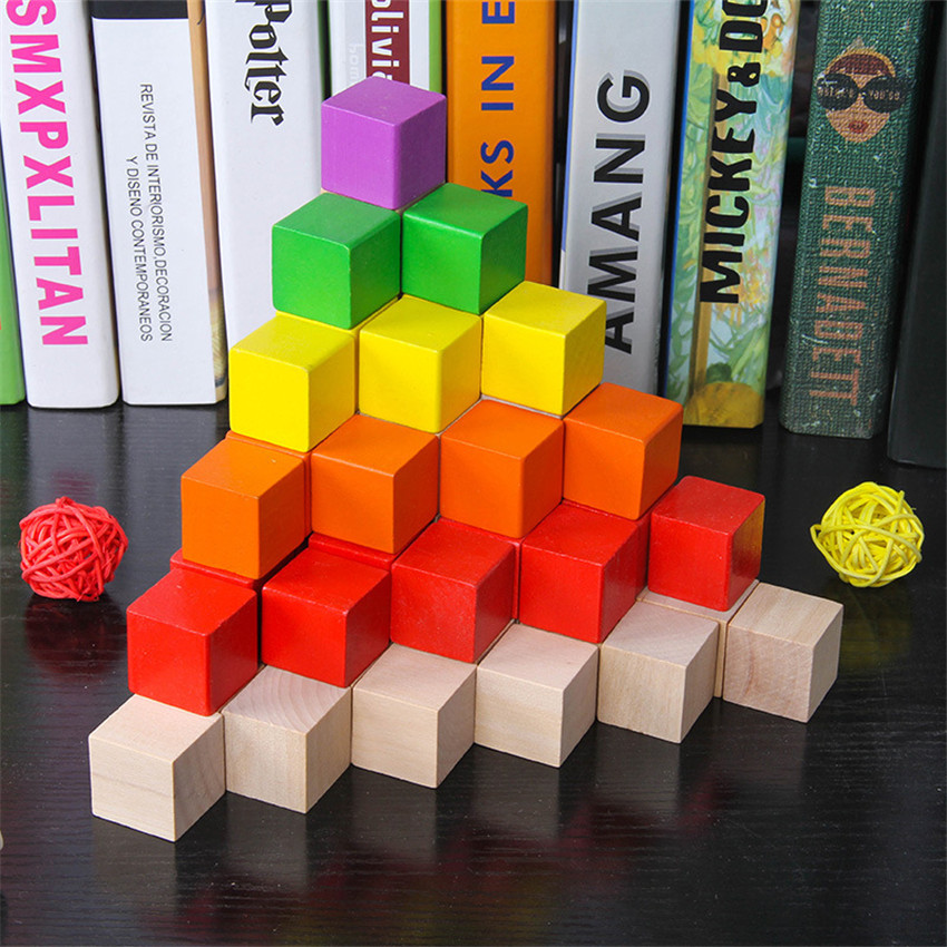 30 개/몫 2X2CM 나무 다채로운 큐브 빌딩 블록  - Wooden Blocks Stacking 리뷰 및 가격