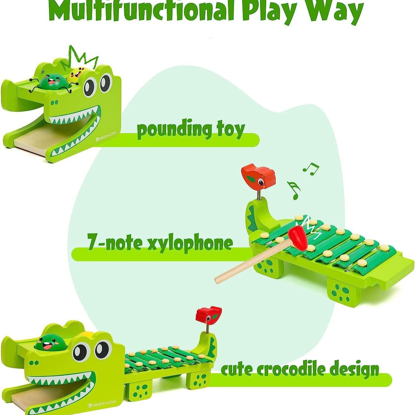 몬테소리 나무 악어 실로폰 장난감, 볼 노크 해머 게임 - Kids Toys Xylophone 리뷰 및 가격