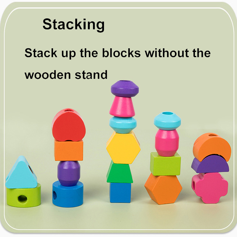 몬테소리 나무 구슬 시퀀싱 장난감 세트, 다채로운 블록 - Wooden Blocks Stacking 리뷰 및 가격
