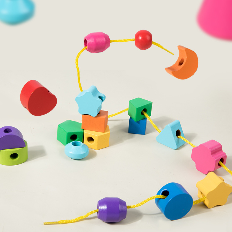 몬테소리 나무 구슬 시퀀싱 장난감 세트, 다채로운 블록 - Wooden Blocks Stacking 리뷰 및 가격