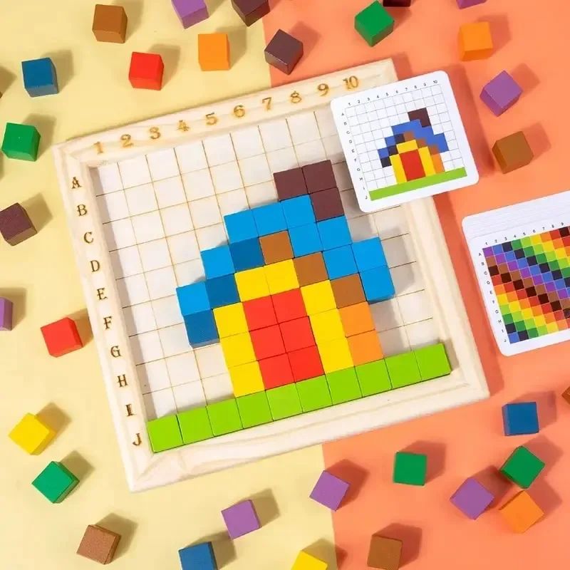 몬테소리 색상 계산 빌딩 블록 나무 10*10 퍼즐 퍼 - Wooden Blocks Stacking 리뷰 및 가격