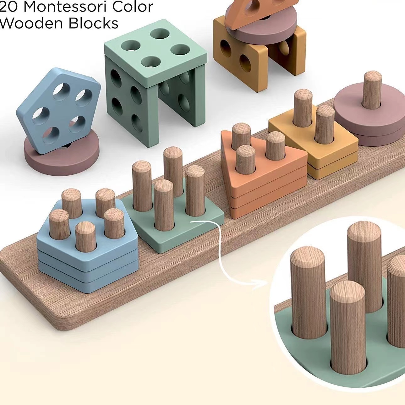 몬테소리 장난감 18개월 이상 유아용 - 아기 남아 및 - Wooden Blocks Stacking 리뷰 및 가격