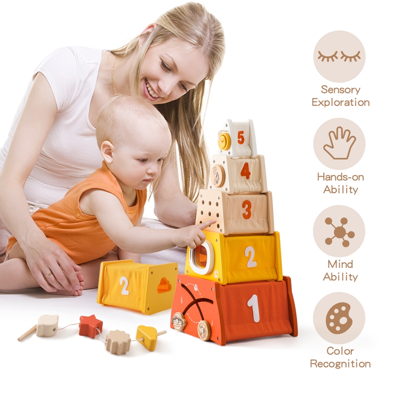 어린이 나무 몬테소리 장난감 스레딩 보드 너도밤나무 나 - Wooden Blocks Stacking 리뷰 및 가격