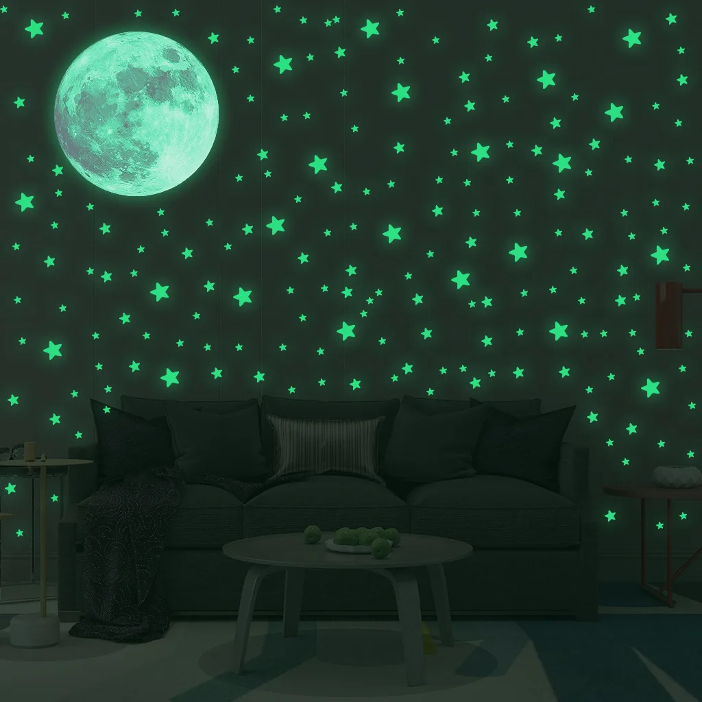 어린이 방 침실 장식용 야광 달 별 벽 스티커, 어둠  - Glow In Dark Stars 리뷰 및 가격