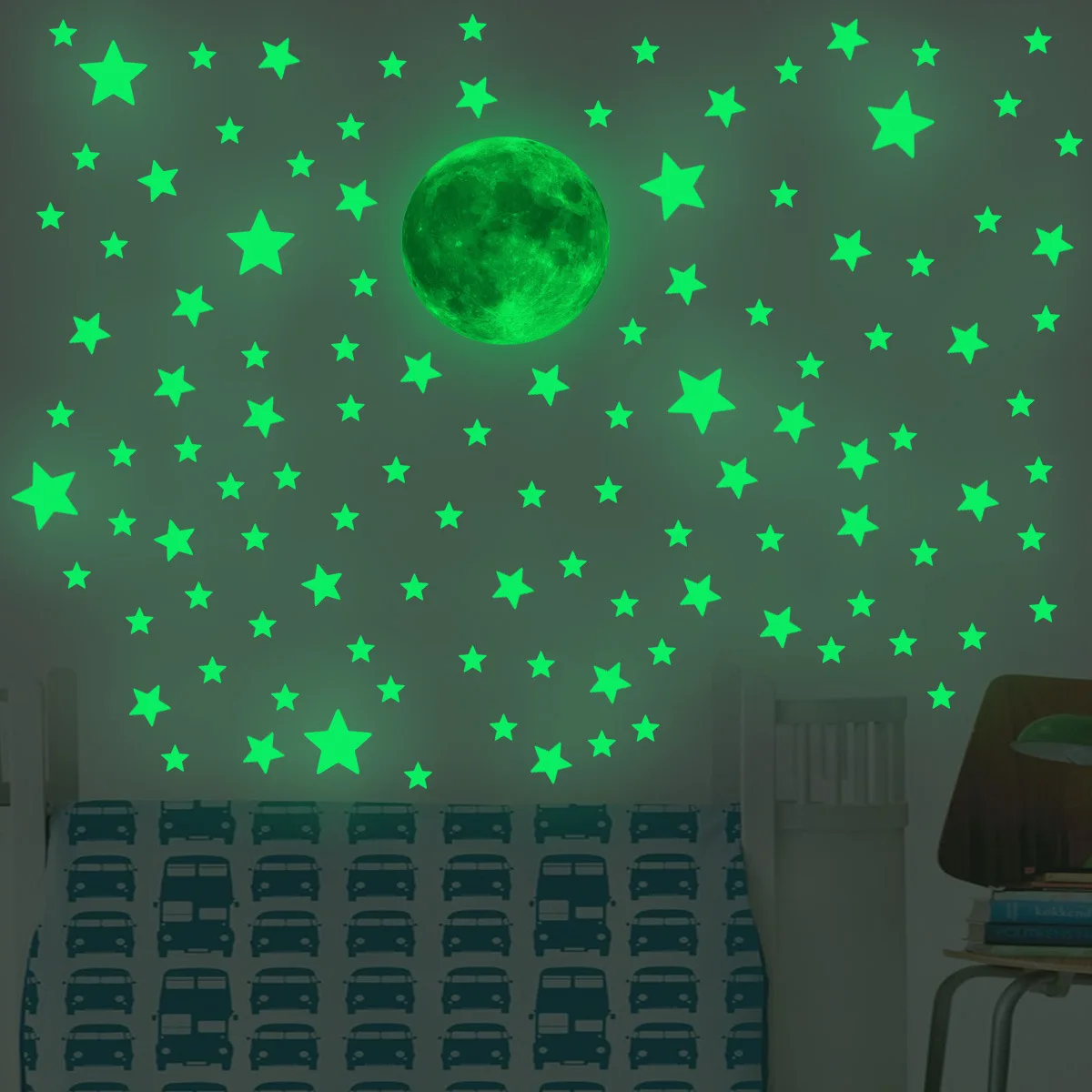 어린이 방 침실 장식용 야광 달 별 벽 스티커, 어둠  - Glow In Dark Stars 리뷰 및 가격