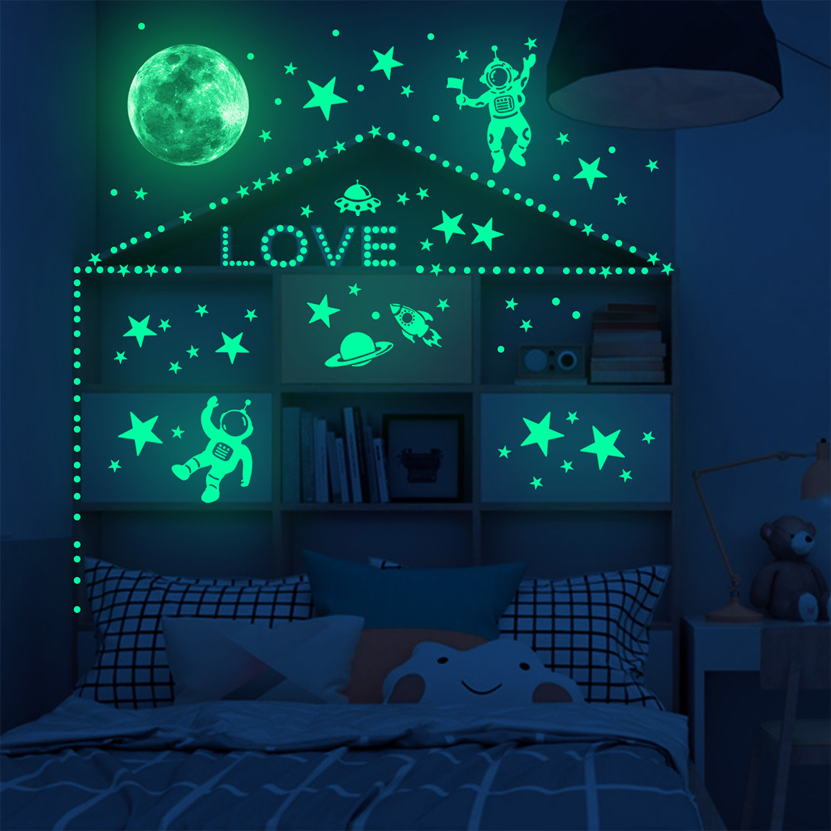 빛나는 달 별 벽 스티커 어린이 방 침실 장식 어둠 속 - Glow In Dark Stars 리뷰 및 가격