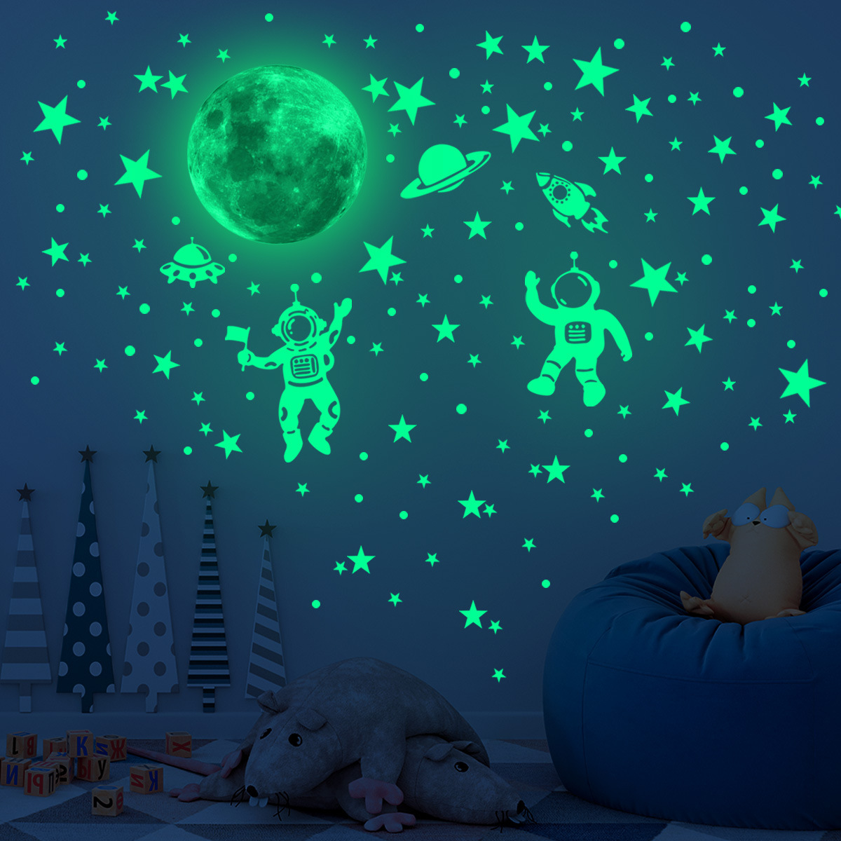 빛나는 달 별 벽 스티커 어린이 방 침실 장식 어둠 속 - Glow In Dark Stars 리뷰 및 가격