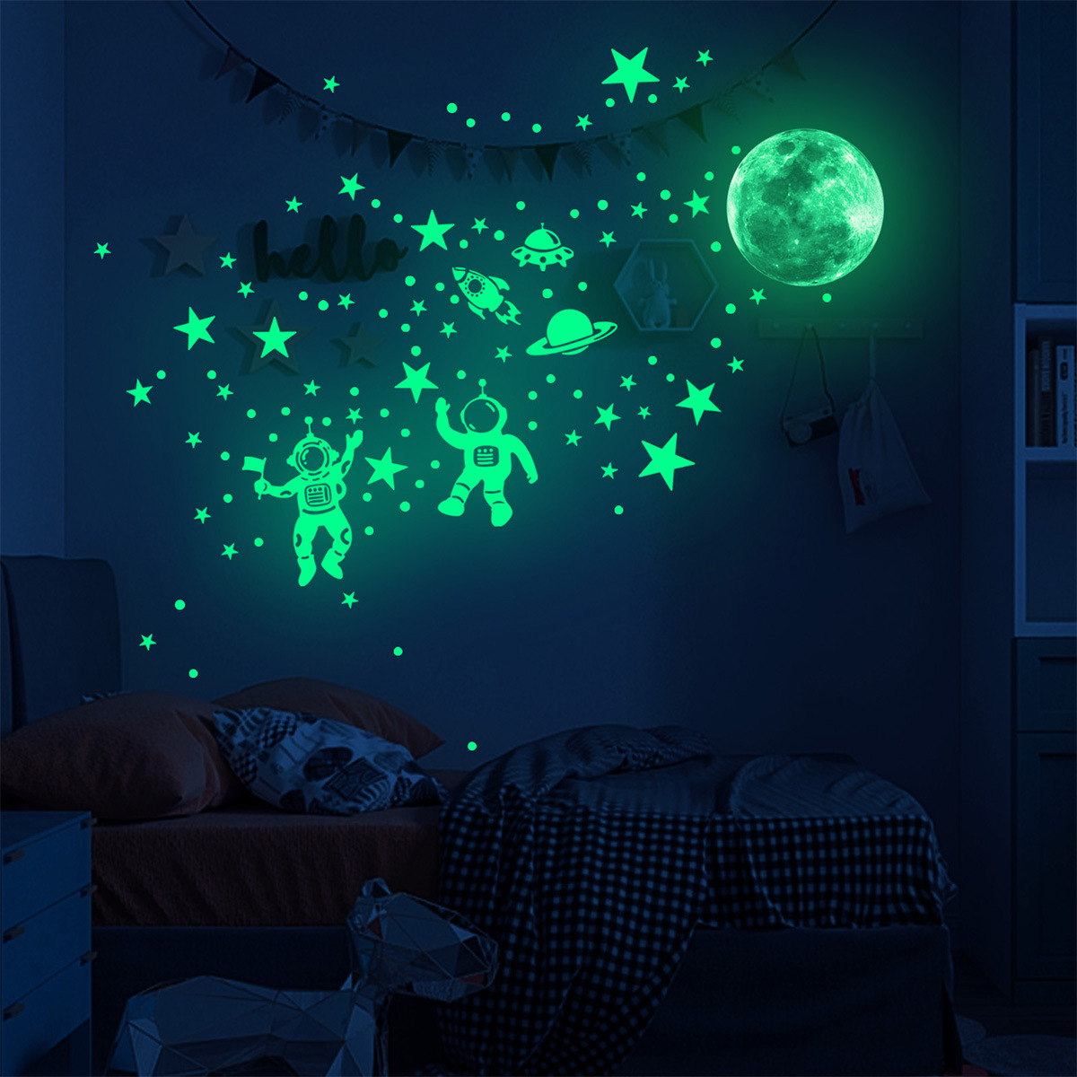 빛나는 달 별 벽 스티커 어린이 방 침실 장식 어둠 속 - Glow In Dark Stars 리뷰 및 가격